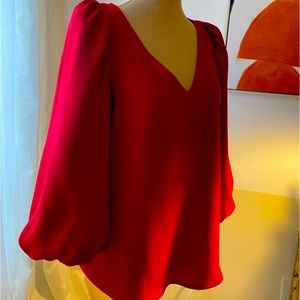 Trina Turk, red blouse, size M,